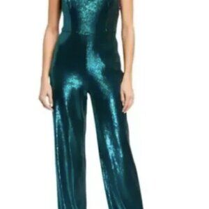 NWT Aidan by Aidan Mattox Sequin Emerald Sleeveless Jumpsuit